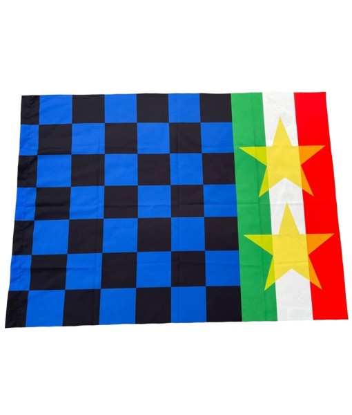 BANDIERA NERA ed AZZURRA SCUDETTO 2 STELLE CAMPIONI D'ITALIA BANDA TRICOLORE cm.100 x 140