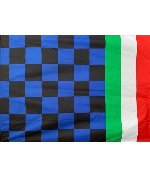 BANDIERA NERA ed AZZURRA SCUDETTO CAMPIONI D'ITALIA TRICOLORE cm.105 x 145