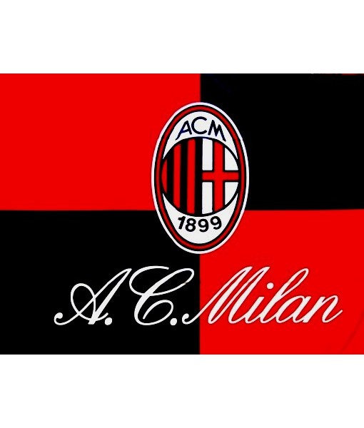 BANDIERA MILAN UFFICIALE GRANDE cm. 95 x 133 ROSSONERA LOGO e SCRITTA