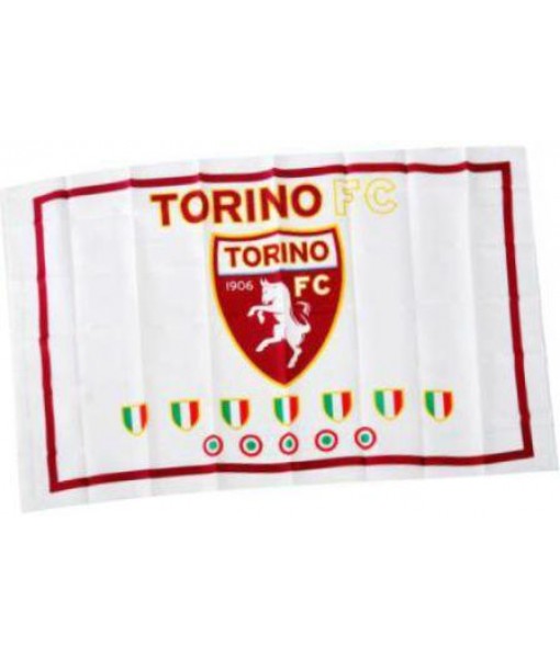 BANDIERA TORINO UFFICIALE TORO BIANCA SCUDETTI FLAG GRANDE cm. 90 x 145