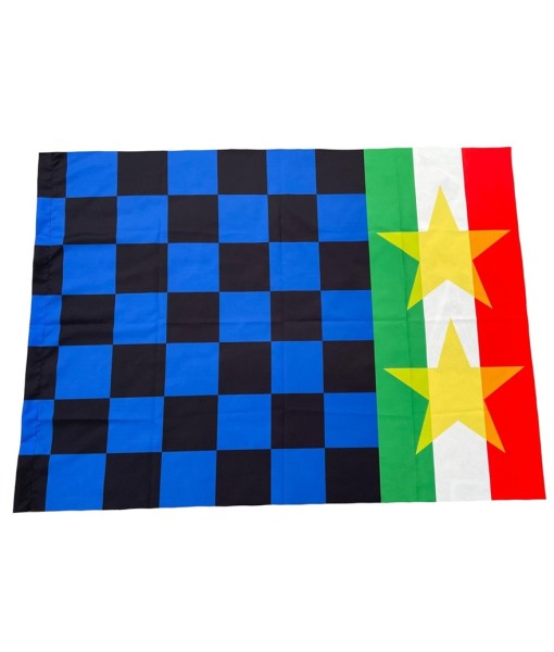 BANDIERONE NERO ed AZZURRO SCUDETTO 2 STELLE CAMPIONI D'ITALIA TRICOLORE cm. 220 x 150 | BANDIERA NERA ed AZZURRA 2 STELLE PER TIFOSO