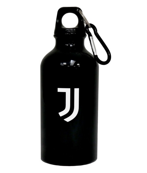 BORRACCIA JUVENTUS UFFICIALE in ALLUMINIO CAPACITÀ 400 ml. NERA con MOSCHETTONE