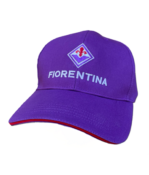 CAPPELLO FIORENTINA UFFICIALE in COTONE VIOLA SCRITTA RICAMATO