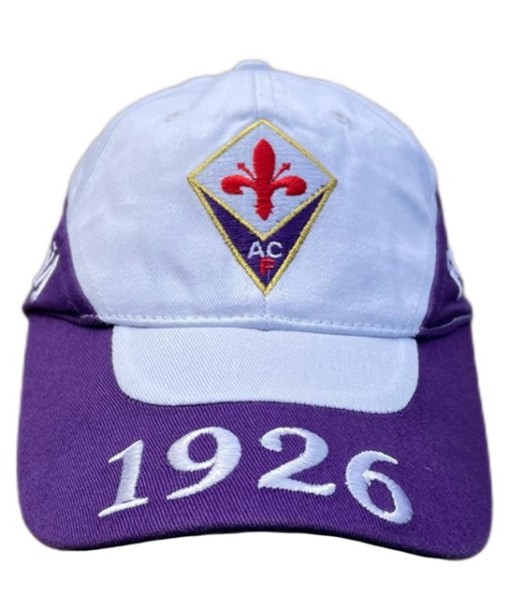 CAPPELLO FIORENTINA UFFICIALE in COTONE BIANCO VIOLA 1926 RICAMATO 