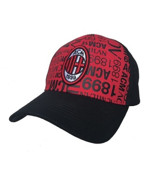 CAPPELLO MILAN UFFICIALE in COTONE NEROROSSO SCRITTE