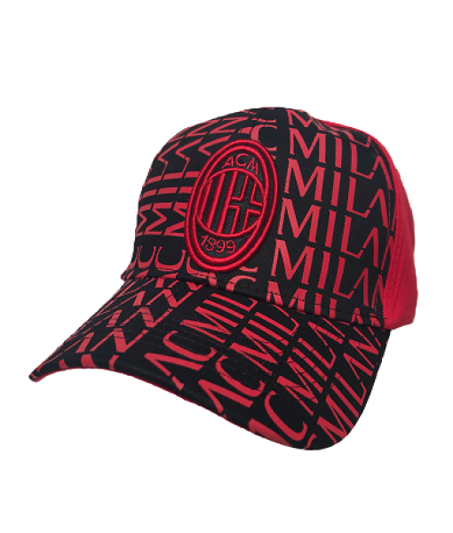 CAPPELLO MILAN UFFICIALE in COTONE ROSSONERO SCRITTE