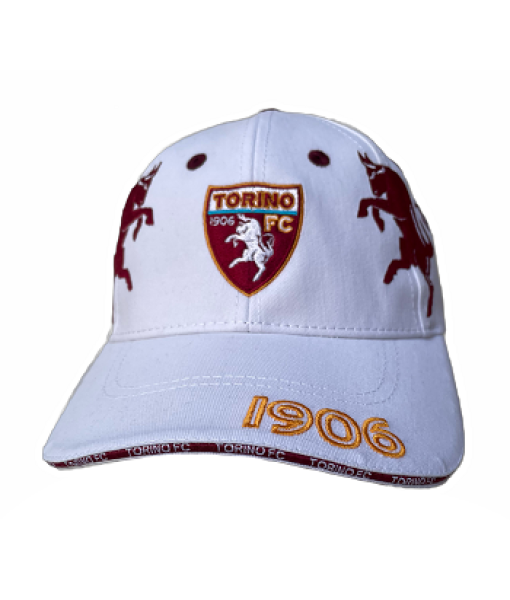 CAPPELLO TORINO UFFICIALE in COTONE TORO BIANCO 1906 RICAMATO
