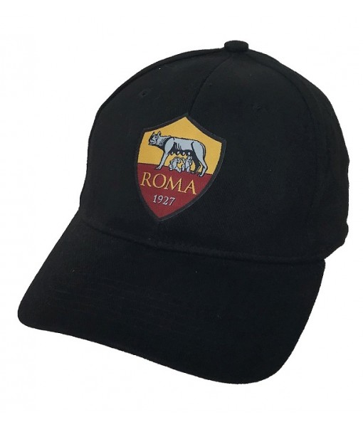 CAPPELLO ROMA UFFICIALE in COTONE NERO con STEMMA RICAMATO
