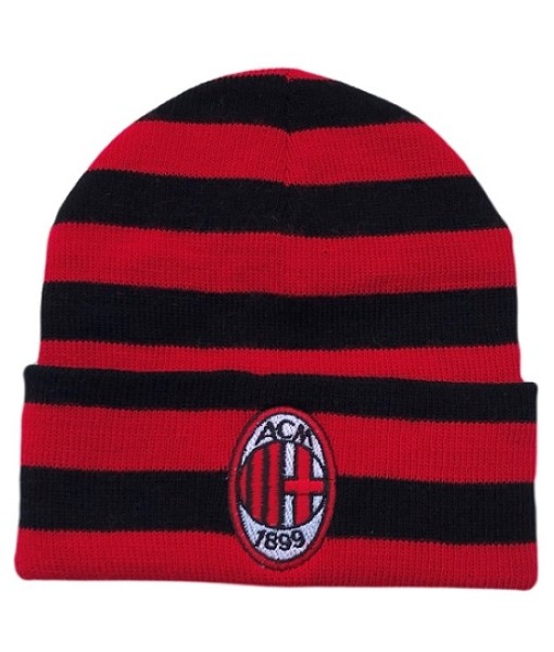 BERRETTO MILAN UFFICIALE CAPPELLO INVERNALE in ACRILICO RICAMATO ROSSONERO a RIGHE