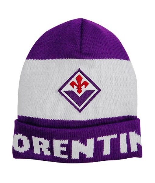 BERRETTO FIORENTINA UFFICIALE in ACRILICO  STEMMA NUOVO | CAPPELLO INVERNALE FIORENTINA RICAMATO BIANCOVIOLA