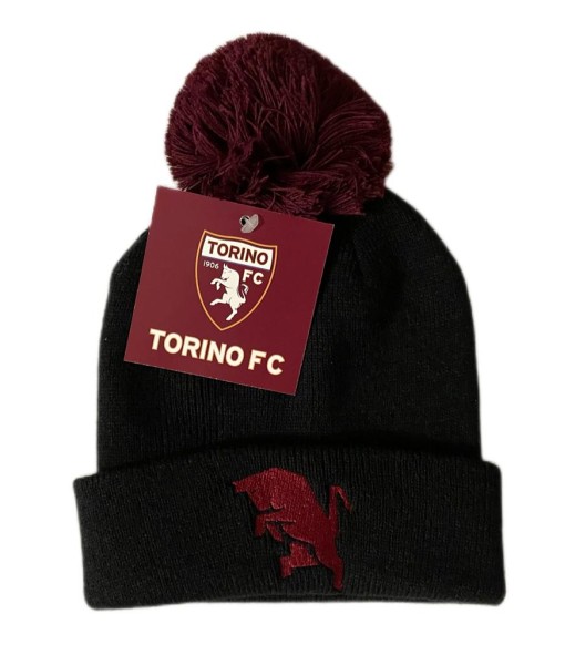 BERRETTO TORINO UFFICIALE PON PON BAMBINO | CAPPELLO INVERNALE TORINO KIDS RICAMATO NERO