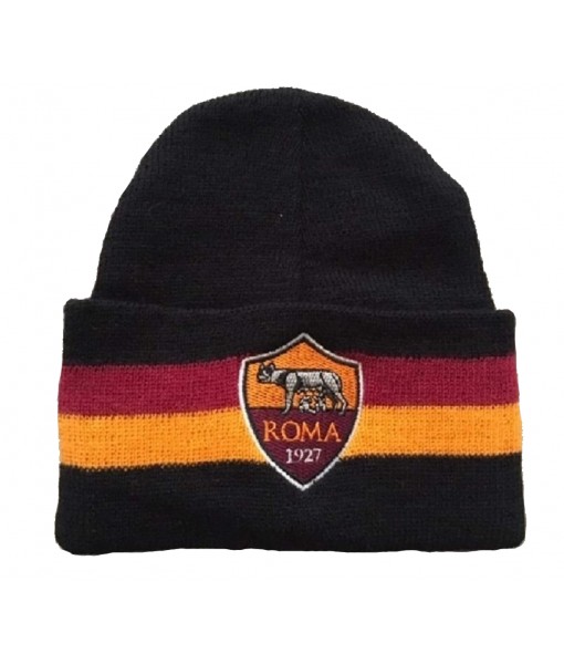 BERRETTO ROMA UFFICIALE BAMBINO | CAPPELLO INVERNALE in ACRILICO RICAMATO NERO