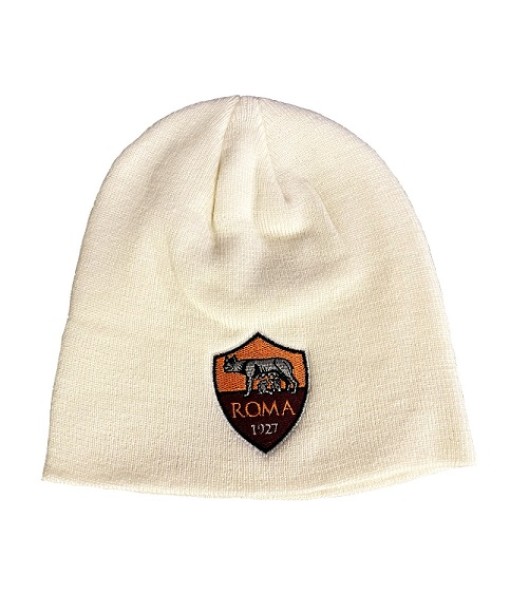 BERRETTO ROMA UFFICIALE BIANCO | CAPPELLO INVERNALE in ACRILICO ZUCCOTTO ROMA RICAMATO