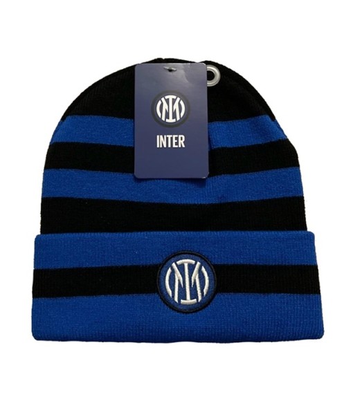 BERRETTO INTER UFFICIALE LOGO NUOVO | CAPPELLO INVERNALE INTER NERAZZURRO STRISCE in ACRILICO RICAMATO cod. 032