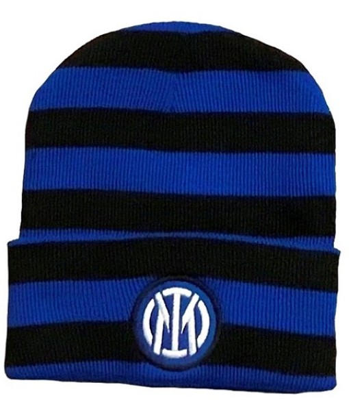 BERRETTO INTER UFFICIALE LOGO NUOVO | CAPPELLO INVERNALE INTER NERAZZURRO STRISCE in ACRILICO RICAMATO cod. 032