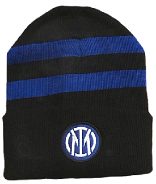 BERRETTO INTER UFFICIALE LOGO NUOVO | CAPPELLO INVERNALE INTER NERAZZURRO in ACRILICO RICAMATO cod. 033