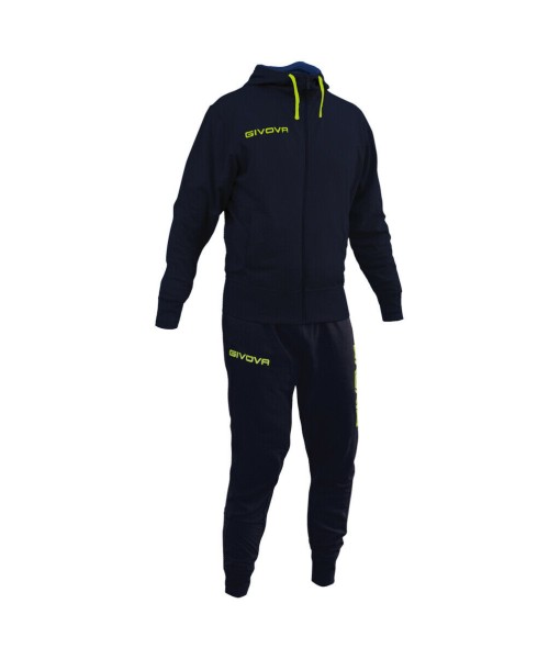 TUTA GIVOVA ORIGINALE ADULTO BAMBINO con CAPPUCCIO Linea POKER LF28 BLU-GIALLO FLUO