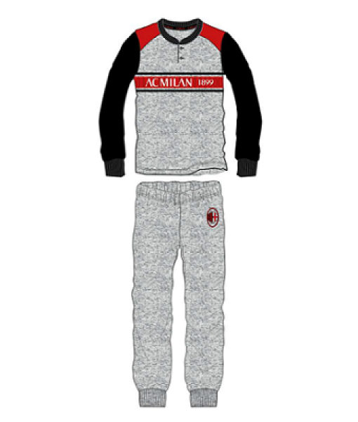 PIGIAMA MILAN UFFICIALE INVERNALE UOMO modello 2022-23 | PIGIAMA A.C.MILAN in CALDO COTONE tg. S M L XL XXL GRIGIO