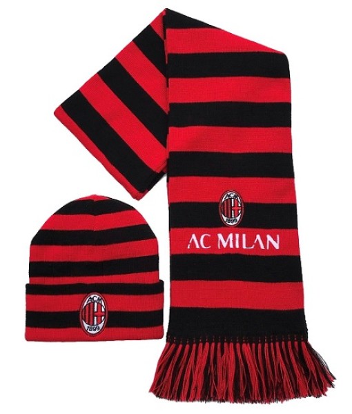 SET MILAN SCIARPA + BERRETTO UFFICIALE INVERNALE KIT in ACRILICO RICAMATO ROSSONERO MILLERIGHE