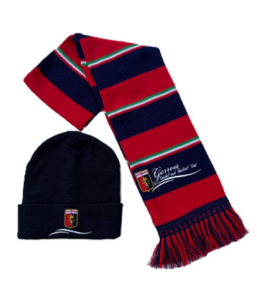 SET GENOA SCIARPA + BERRETTO UFFICIALE KIT INVERNALE ROSSOBLU TRICOLORE