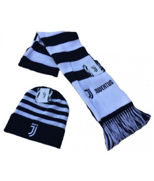SET JUVENTUS SCIARPA + CUFFIA UFFICIALE KIT JUVE INVERNALE RICAMATO BIANCONERO/02-03