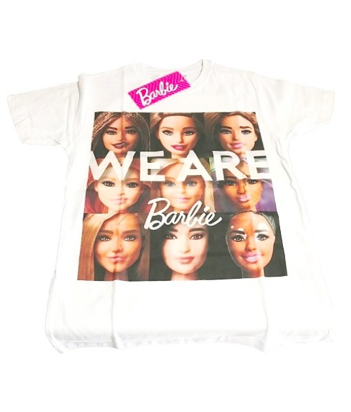 T-SHIRT BARBIE ORIGINALE BAMBINA e RAGAZZA in COTONE BIANCA