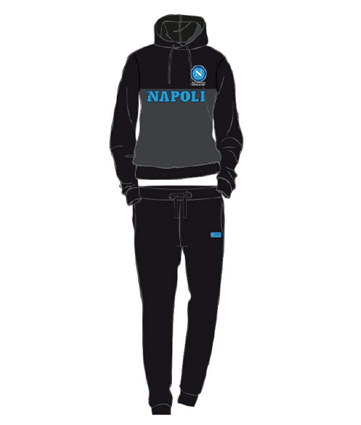 TUTA NAPOLI UFFICIALE UOMO in COTONE LEGGERO NERO-ANTRACITE
